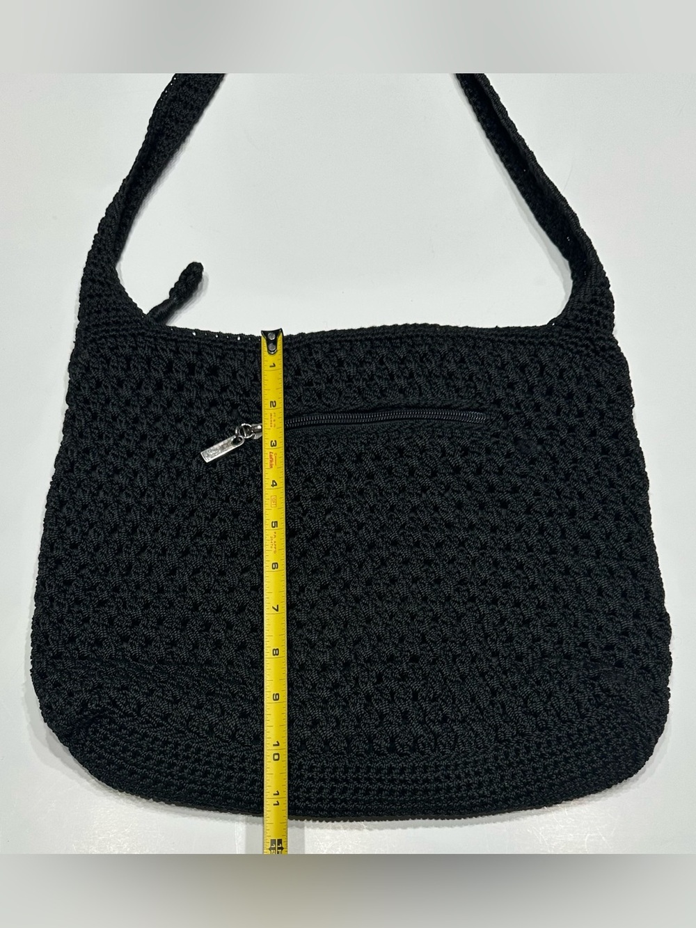 THE SAK Black Classic Crochet Long Crossbody Strap Shoulder Handbag Boho - Picture 10 of 16
